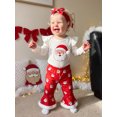 thumbnail image 4 of Loicainy Infant Baby Girl Christmas Outfit 3 6 12 18 Months Long Sleeve Romper Santa Print Pants Headband, 4 of 9