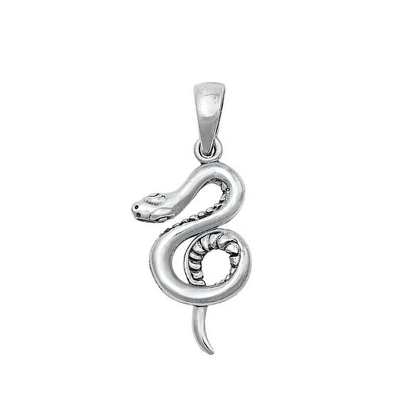 Sterling Silver Oxidized Snake Pendant .925 High Polished Charm Jewelry Female Unisex