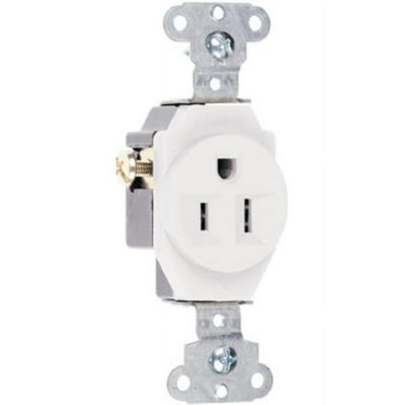 5251WCC8 15A 125V 3 Wire Grounding Heavy Duty Single Outlet, White