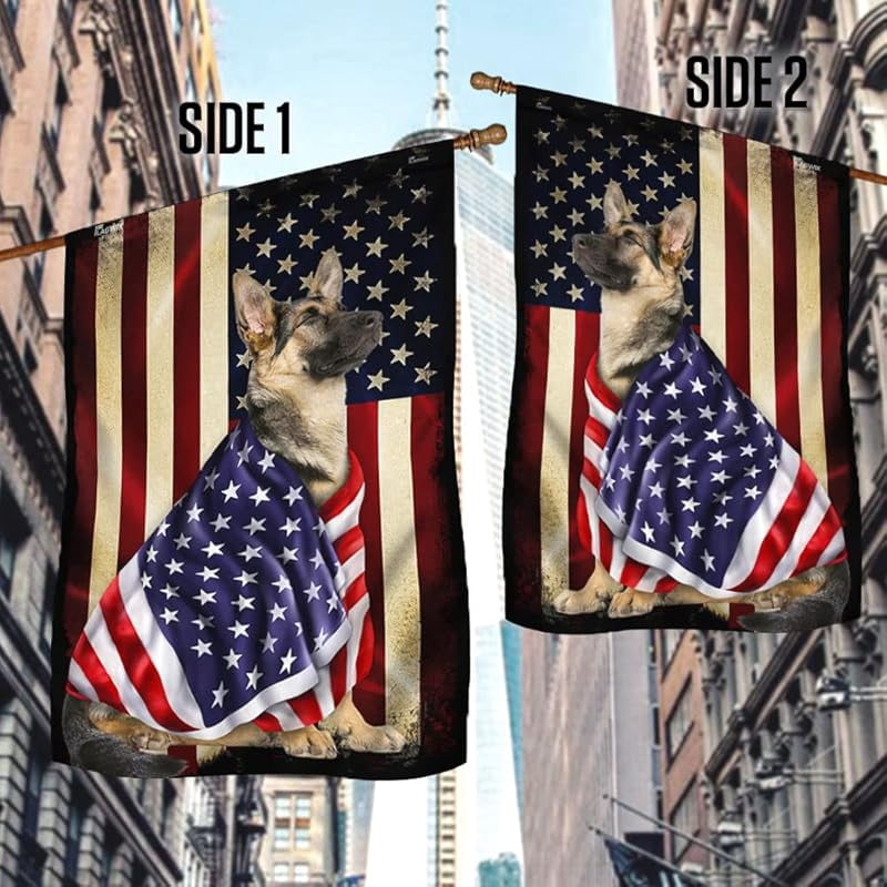 German Shepherd Flag - Outdoor German Shepherd Decorations, House Flag For Porch, Patio, Wall Decor, Heavy-duty Canvas German Shepherd Garden Home Decor Double Sided Flag