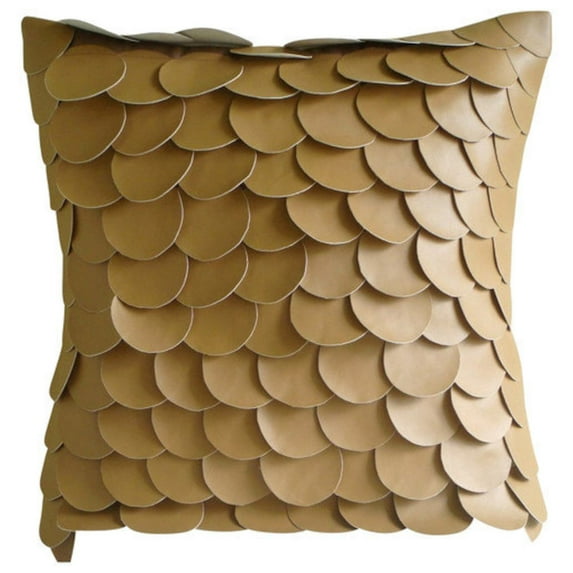 Pillow Cases, Brown Shams, Fish Scales Pillow Shams, 24x24 inch (60x60 cm) Pillow Shams, Square Faux Leather Pillow Sham, Modern Pillow Shams, Circles & Dots Pattern - Scales