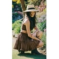 thumbnail image 6 of Deliqiba Women Boho Ruffled Tiered Swing Beach Skorts Drawstring High Waisted Tennis Golf Y2K Short Skirt Brown M, 6 of 8