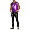 thumbnail image 2 of INSPIRE CHIC Metallic Tank Top for Men's Round Neck Shiny Disco Party Sleeveless Vest XL Purple, 2 of 6