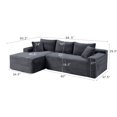 thumbnail image 5 of UHOMEPRO Full-Size 4-Seater Modular Sectional Sofa with Chaise, Deep Seat L-Shaped Cloud Couch for Living Room, No Assembly Family Cloud Sofa, Plush Corduroy Fabric, Gray, 5 of 5