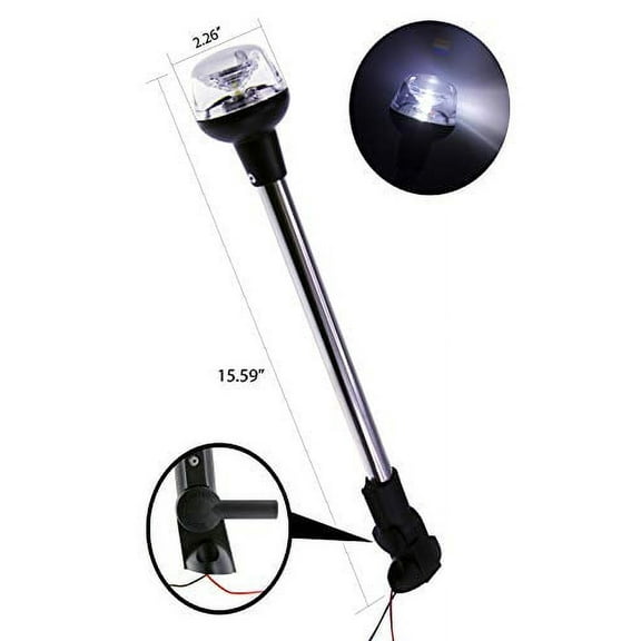 Pactrade Marine Fold Down Pontoon Boat LED 15 All-Round Anchor Stern Light