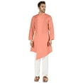 thumbnail image 2 of Atasi Casual Solid Long Sleeve Cotton Kurta For Indian Mens Mandarin Collar Irregular Hem Ethnic Shirt, 2 of 7