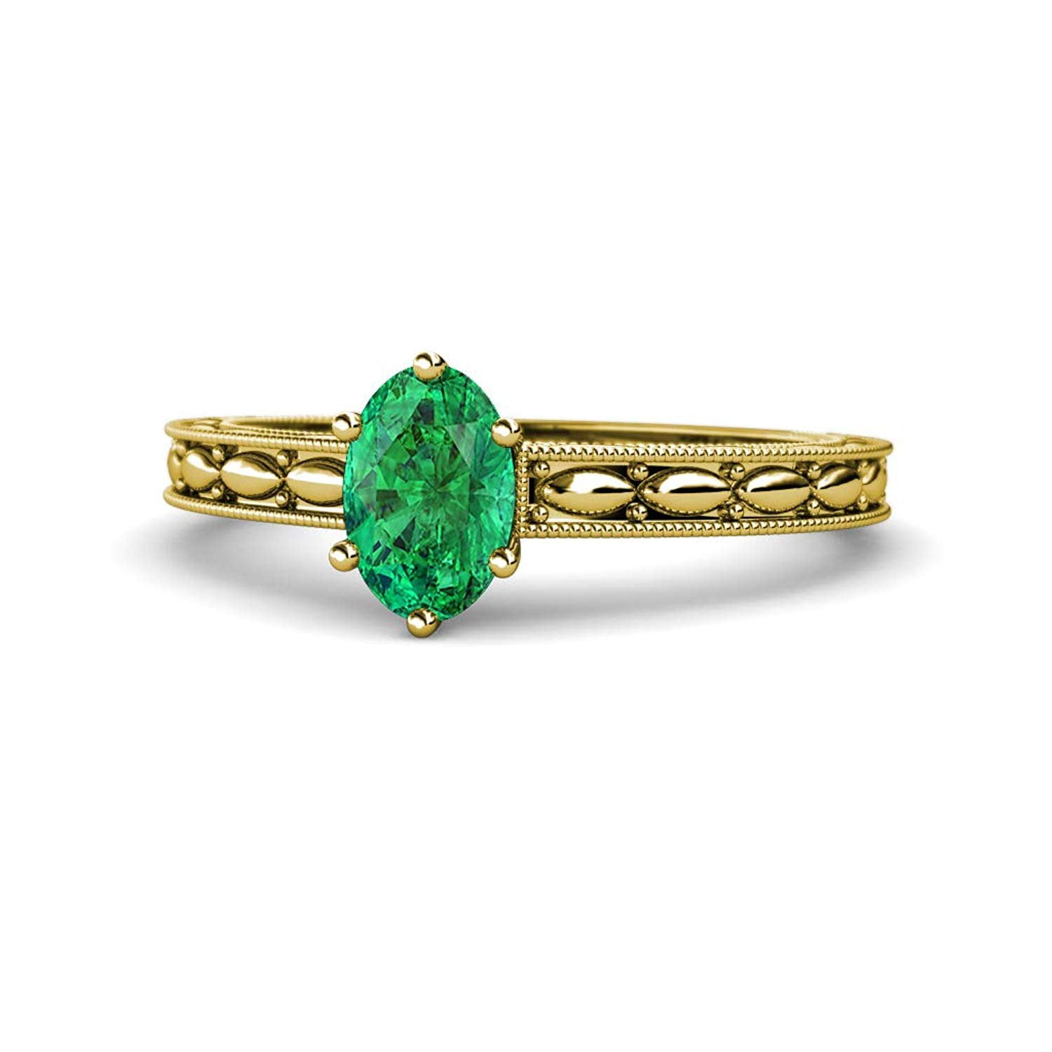 TriJewels Oval Cut Emerald Marquise Design Womens Solitaire