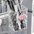 thumbnail image 3 of Cute Acrylic Pen Holder with Bowknot, Clear Woven Texture Makeup Brush Organizer, Desk Pencil Organizer for Office, Home, School, Cosmetic Storage, 3 of 7