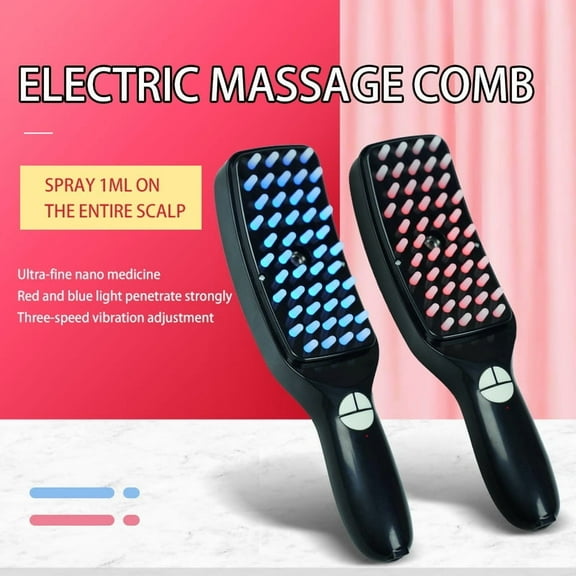 Electric Massage Comb Blue Red Light Therapy Vibration Hair Massage Scalp Brush Negative Ion Spray Hair Growth Massager