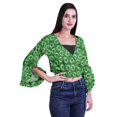 thumbnail image 3 of Moomaya Haut Court Imprimé pour Femmes Style Enveloppant Manches Longues à Volants Blouse d'Été Décontractée, 3 of 5