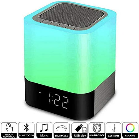 Alarm Clocks for Bedrooms, Hetyre Wireless Bluetooth Speaker with Night Light Bedside Lamp, 4000mAh Portable MP3 Player, Support TF and SD Card, Best Gift for Kids (The Best Speaker Ever)