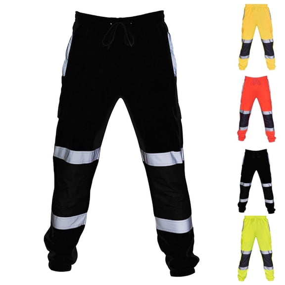 Reflective Safety Work Pants for Men High Visibility Waterproof Cargo Pants Joggers Rain Road Casual Pant with Pockets