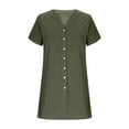 thumbnail image 4 of Vestido informal para mujer - Estilo camisa de manga corta - Detalles de botones para salidas de primavera/verano, 4 of 7