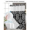 thumbnail image 4 of No Hook Cloth Fabric Shower Curtain with Snap in Liner, Black Geometric Waterproof Shower Curtains Set with See Through Top Window, Paisley Modern Abstract Flower Bath Curtains Shower 72"x96", 4 of 6
