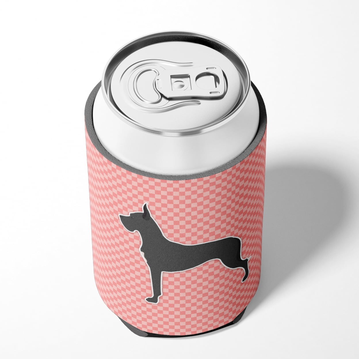 Carolines Treasures BB3675CC Great Dane Checkerboard Pink Can or Bottle Hugger