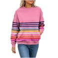 thumbnail image 5 of IUYRTFE Women's Colorful Striped Crew Neck Long Sleeve Sweatshirt – Relaxed Fit Casual Pullover for Fall, Winter, and Daily Wear, 5 of 6
