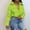 Green, variant on Ladies Fashion Zip Up Lapel Cropped Coat Puffer Cotton Jacket Padded Coat Fashion Womens Loose Casual Solid Stand up Collar Female Outerwear Green XL