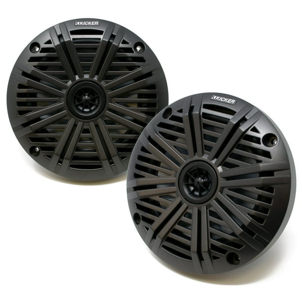 Kicker KM614 6.5" Marine Speakers with Charcoal Closed Grill 1 pair