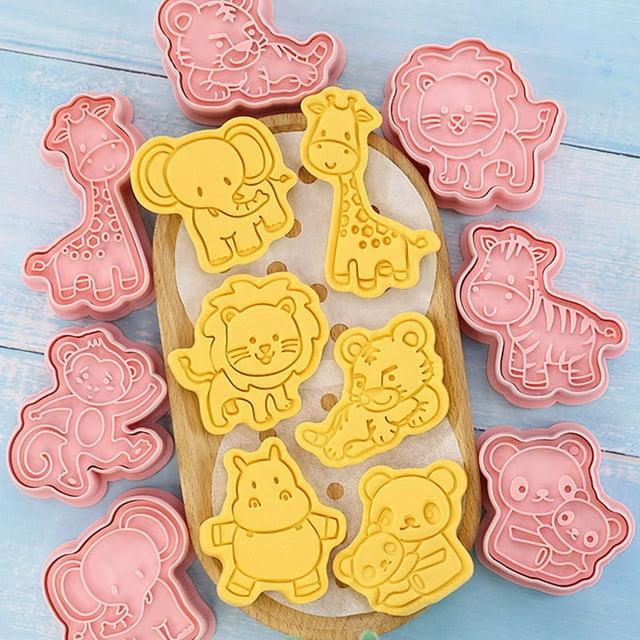 Cortador de galletas, cortador de galletas de animales, cortador de molde de fondant, cortador de galletas de plástico, 8 piezas