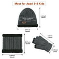 thumbnail image 3 of Zando 3Pcs Boys Winter Warm Hat Knitted Touch Screen Gloves Fleece Lining Neck Warmer for Kids, 3 of 5