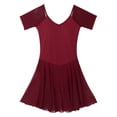 thumbnail image 5 of Alvivi Women's Short Sleeve Backless Skirted Leotards Ballet Dance Dress Gymnastics Bodysuits Burgundy XL, 5 of 7
