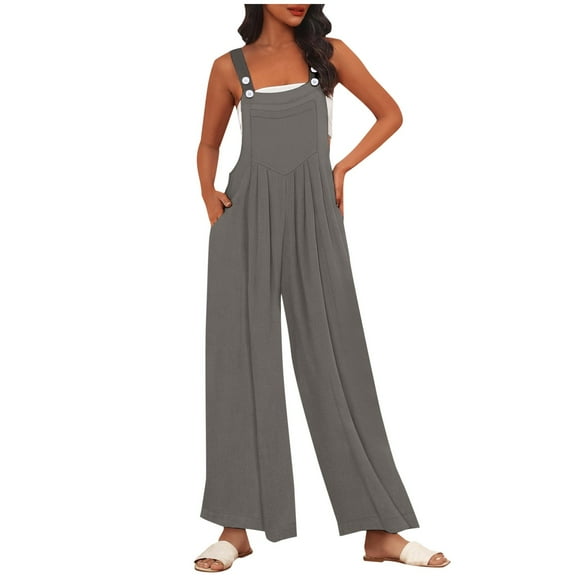 Wyzesi Long Sleeve Jumpsuit for Women Petite Women's Square Neck Ribbed Wide Leg Jumpsuit Sleeveless High Waist Pants Rompers with Pockets 2025 Features