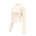 thumbnail image 5 of Sewkxo Women's Workout Jacket Lightweight Zip Up Cropped Yoga Jackets Slim Fit Athletic Tops with Thumb Holes,Beige XL, 5 of 6