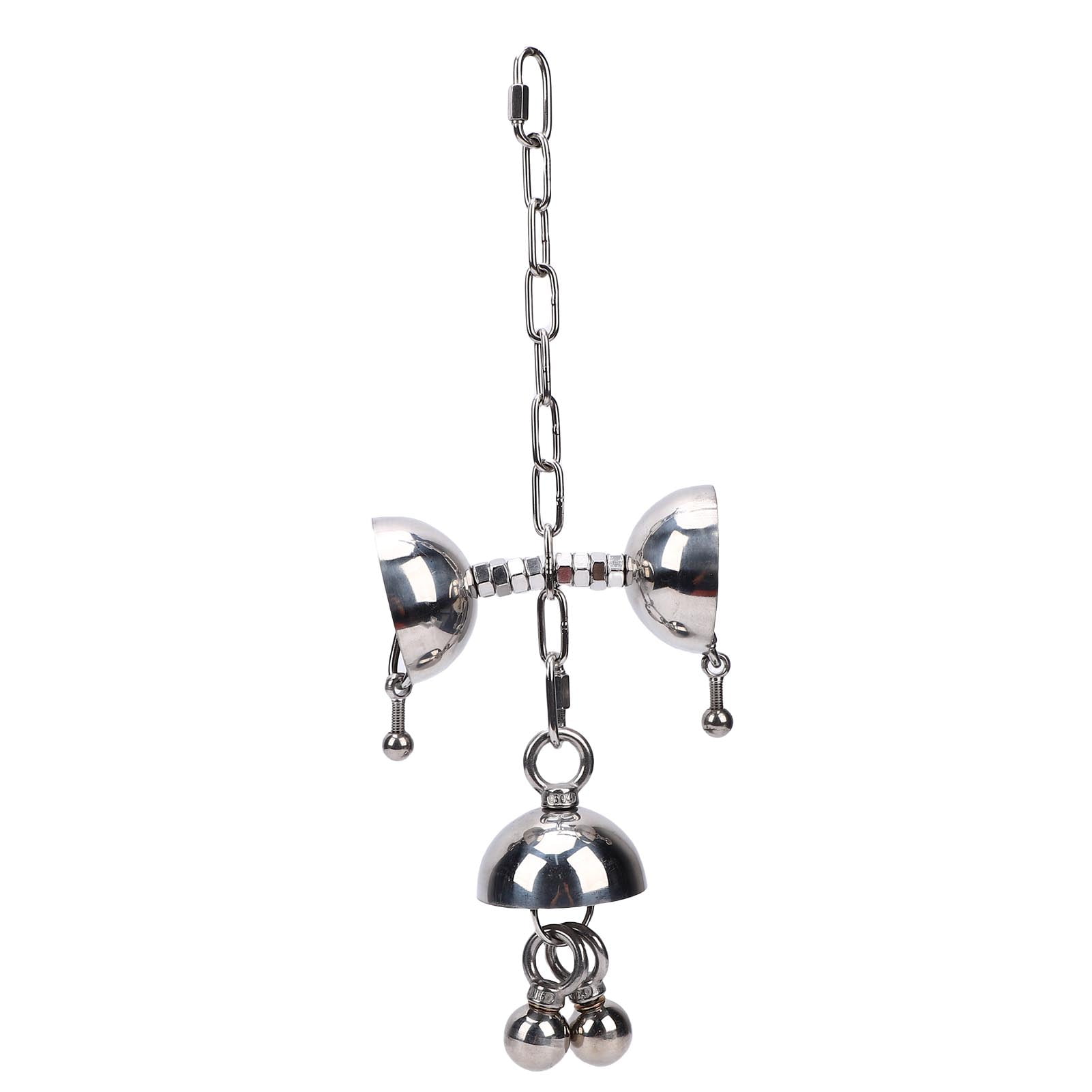 Riousery Parrot Stainless Steel Bell Toy, Hanging Cage Chewing Toys for Large Parrots, Conures, African Greys, Cockatoos, Durable Bird Cage Accessories for Mental Stimulations (7.87 in / 20.0 cm)