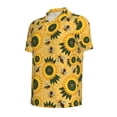 thumbnail image 2 of Balery Bees and Sunflowers Printed Men’s Short Sleeve Polo Shirt, Midweight Men's Shirt,Golf Polo shirts -Large, 2 of 9