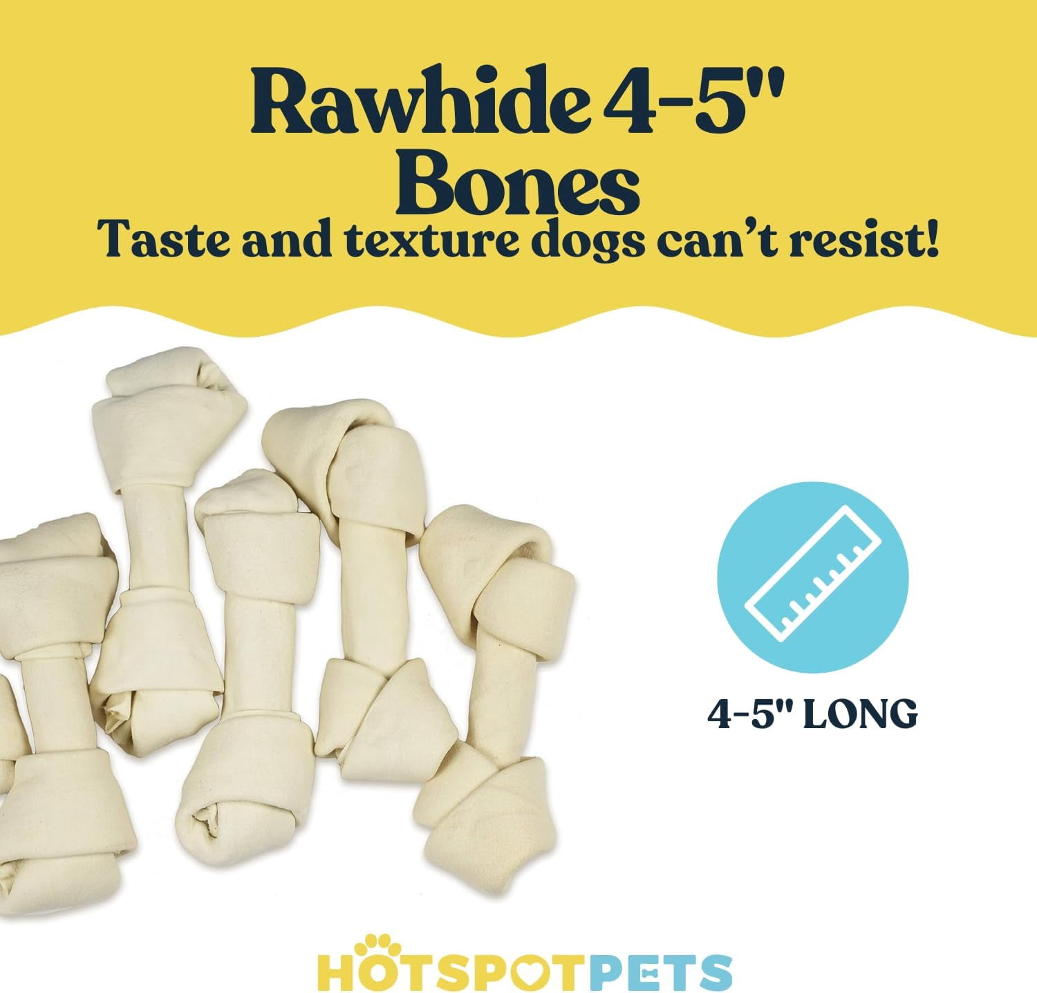 Hotspot Pets 4-5 Inch Rawhide Dog Chew Bones - from Grass Fed Brazilian Cows - Promotes Dental Hygiene and Good Behavior (20 Pack)