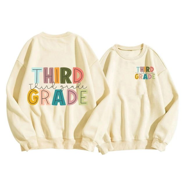 Chandail en Molleton Col Rond pour Femmes, Chandail en Molleton pour Premier Jour d'Automne, Rentrée Scolaire, Anniversaire, Graphique, Beige TTG