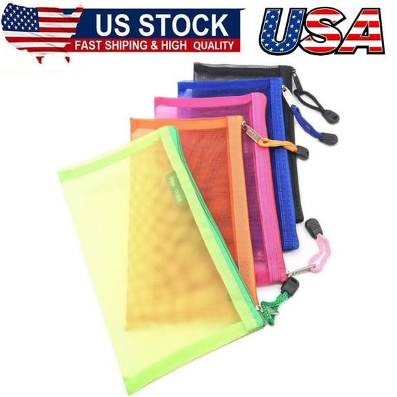 5pcs Multipurpose Nylon Mesh Cosmetic Bag Makeup Travel Cases Pencil Case Travel