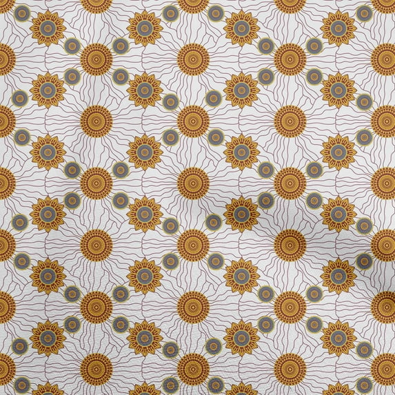 oneOone Rayon Gamboge Yellow Fabric Asian Block Fabric For Sewing Printed Craft Fabric By The Yard 56 Inch Wide
