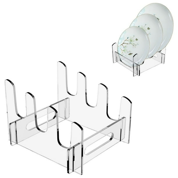 Bandeja de acrílico para alimentos, exhibidor de tazones desmontable transparente, organizador de utensilios de cocina de 2 niveles, material acrílico, diseño plegable y portátil, ideal para