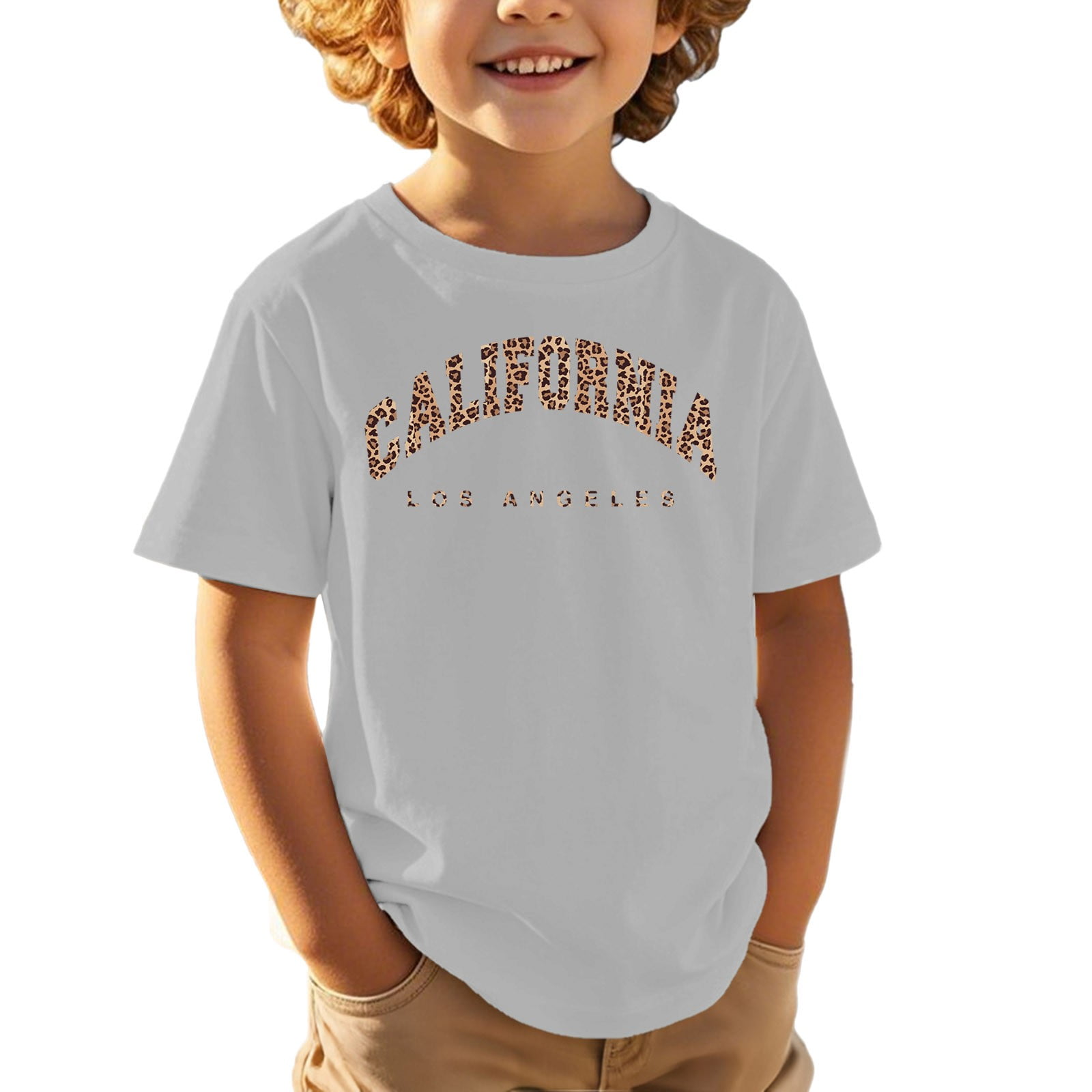 WOYY Little Boys Casual T Shirt California Print Short Sleeve T-Shirt Sizes 3-13