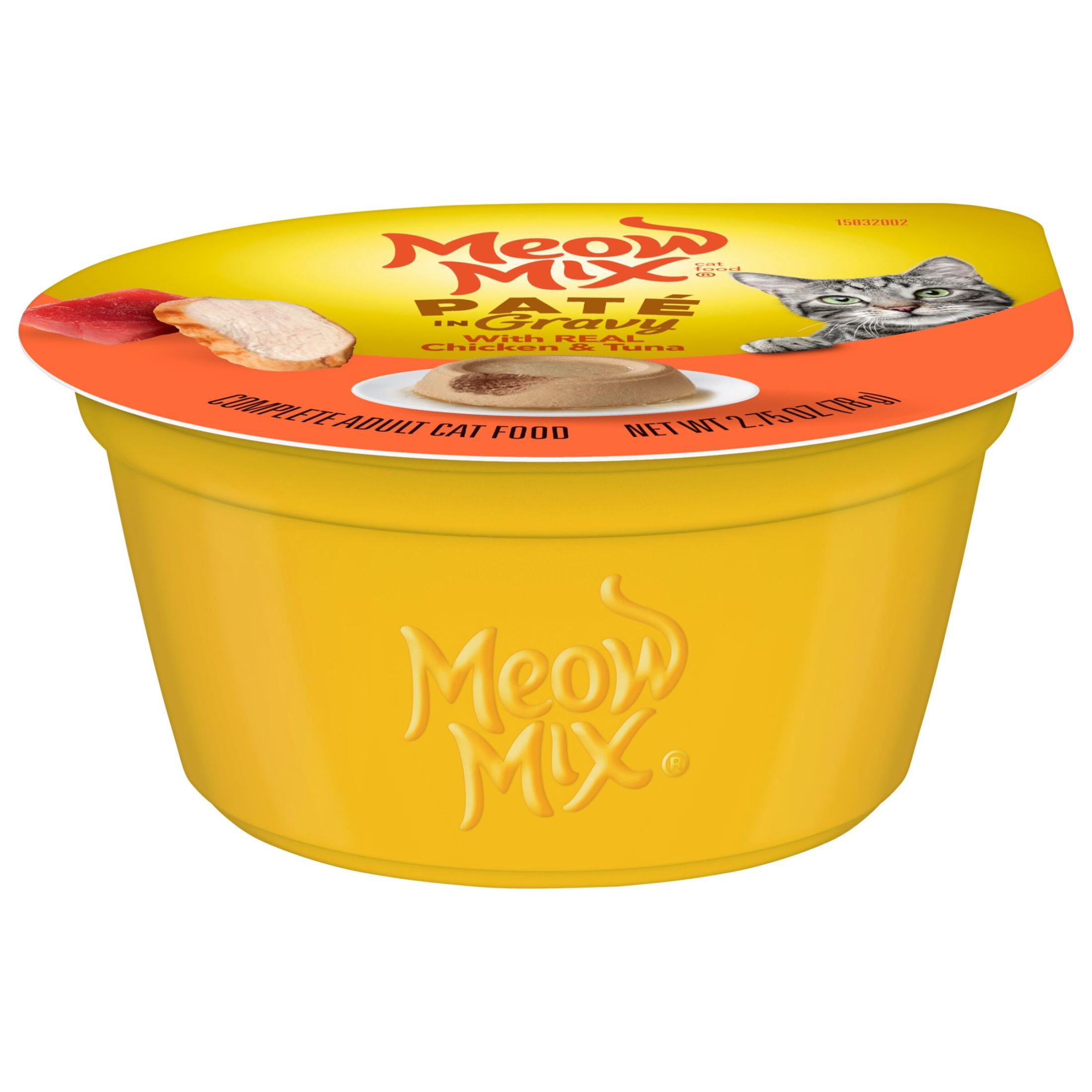 Meow Mix Pate in Gravy With Real Chicken & Tuna, Wet Cat Food, 2.75 oz Cup