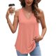 thumbnail image 2 of Tops Henley para mujer,Blusa informal sin mangas con cuello en V para mujer, parte superior de encaje liso, tejido de imitación de tela, ligera y cómoda para el hogar y el uso diario, sopatenor, 2 of 7
