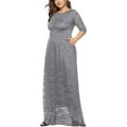 thumbnail image 2 of Eternatastic Womens Floral Lace 2/3 Sleeves Maxi Dress Evening Party Long Dress 4XL Grey, 2 of 5