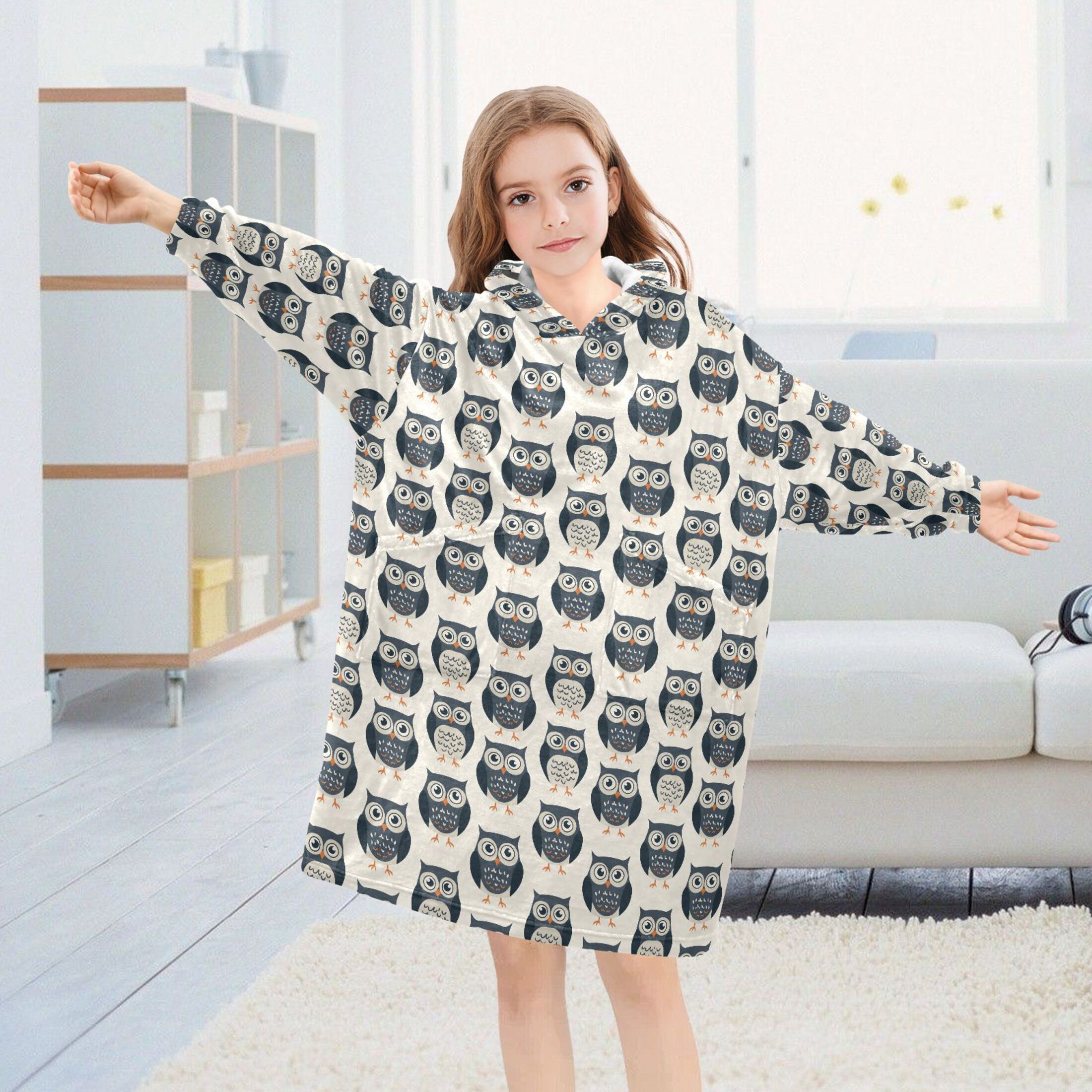 joogoo Blanket Hoodie for Cute Owls Oversize Sweatshirt 3-14 YR L