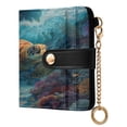 thumbnail image 2 of Small Wallet For Women Bifold Leather Pocket Coin Credit Card Holder With RFID Blocking Turtles in The Deep Sea, 2 of 6