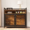 thumbnail image 5 of Modern Dog Crate Furniture, Sturdy Wooden Dog Kennel Furniture Dog Crate with Drawers and 2 Bowls, Storage and Anti-Chew ,Indoor Medium / Large Dog Crate Furniture Large Breed, 5 of 7