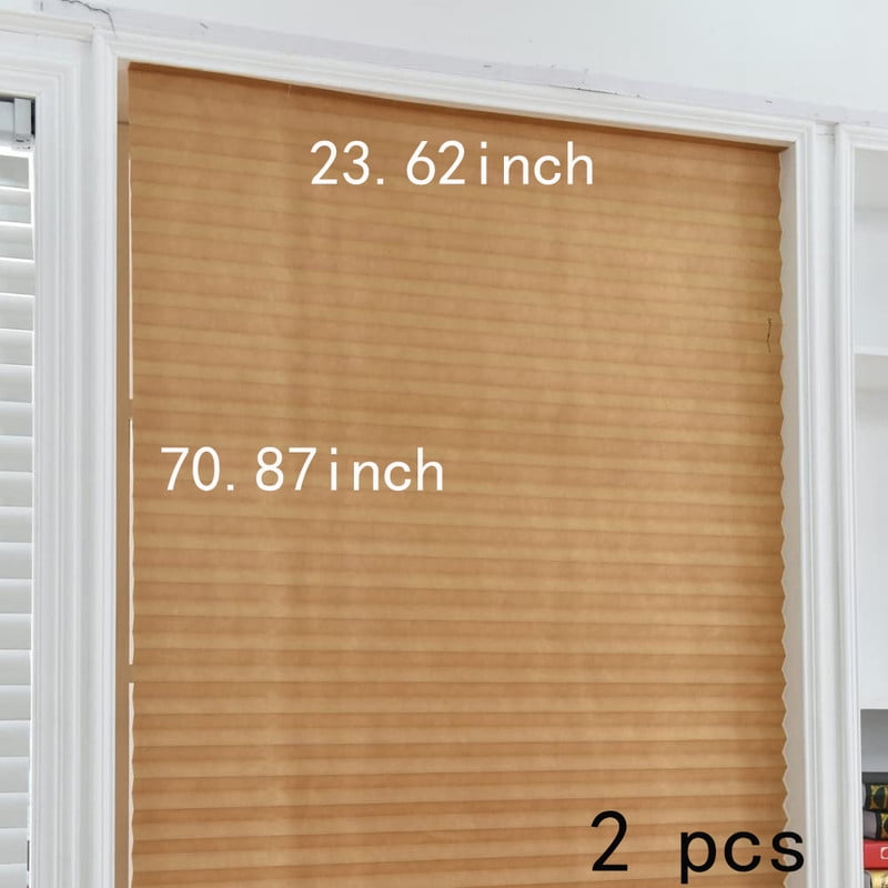 2pcs Blackout Curtains Window Blinds, Cordless No Drill Cut To Size Clip On Stick On Self Adhesive Temporary Blinds Pleated Paper Blinds Windows Doors Shades For Home Nursery Bedroom Kitchen Bathroom