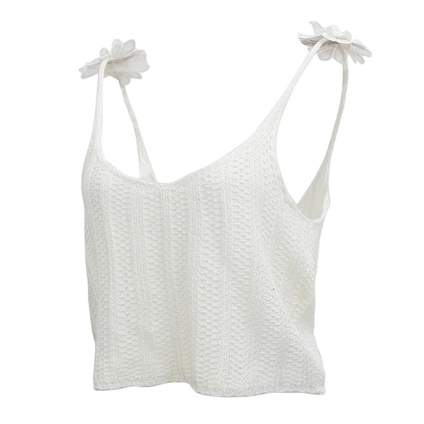 Camisola informal de punto blanca con tirantes finos para mujer SG