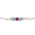 thumbnail image 2 of Gem Stone King 925 Sterling Silver and 10K Yellow Gold Red Ruby Blue Zircon and White Lab Grown Diamond Tennis Bracelet for Women (2.27 Cttw, Gemstone July Birthstone, Fully Adjustable up to 9 inch), 2 of 4