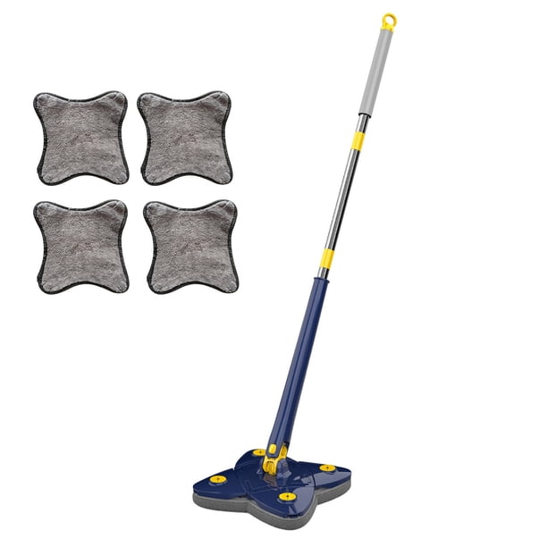 XWSHYW Escobas para Pisos Fregona Limpieza Giratoria 360°, Fregona Telescópica de Cuatro Esquinas 2023 Fregona Giratoria 360 Grados con Mango de Acero Inoxidable Reutilizable