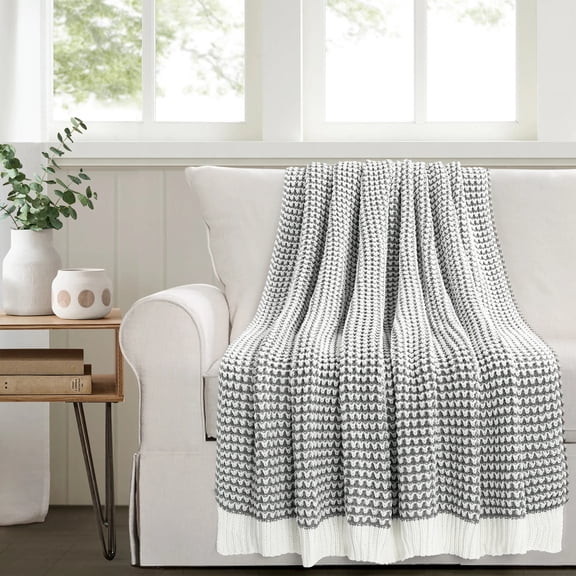 Lush D?cor Chic And Soft Knitted Throw Gray Single 50x60