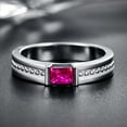 thumbnail image 3 of Men's Rings Created Red Ruby Solid 925 Sterling Silver July Birthstone Anniversasy Band 5mm Jewellery Size 7-13, 3 of 4