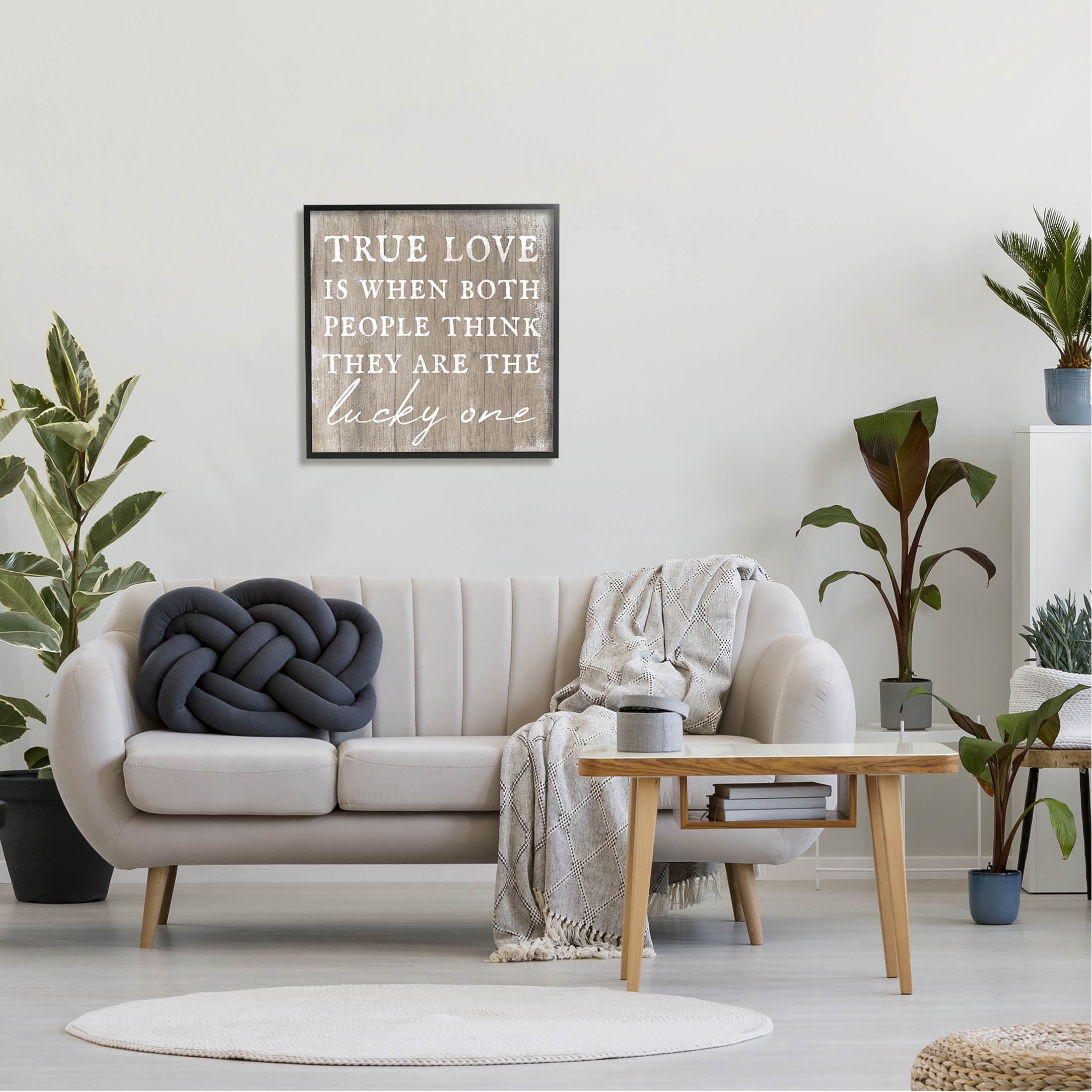 True Love Lucky Ones Romantic Phrase Inspirational Graphic Art Black Framed Art Print Wall Art