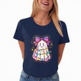 thumbnail image 4 of Towmus Halloween Shirt Women Oversized Sequin Ghost Graphic Tshirt Fall Short Sleeve Tee Tops, 4 of 7