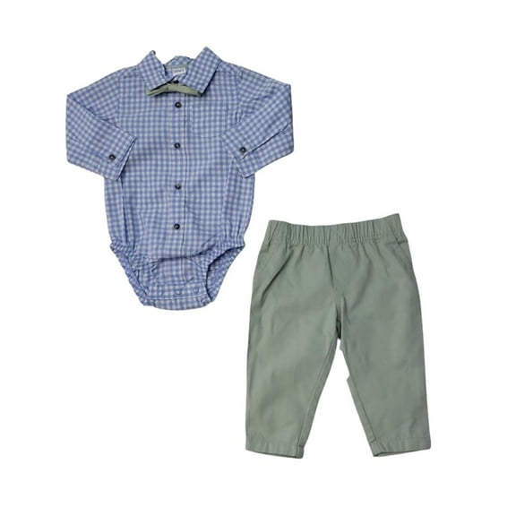 Carters Boys 2 Piece Occassion Set in Blue Plaid Size 9M